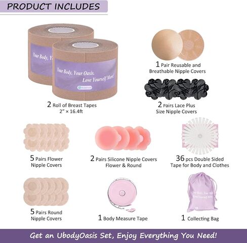 UbodyOasis Boob Tape Set - Boobytape for Breast Lift and Nipple Covers for Women in Saudi Arabia
