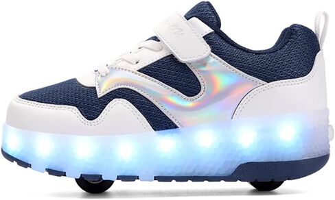 HHSTS Kids Shoes with Wheels LED Light Color Shoes Shiny Roller Skates Skate Shoes Simple Kids Gifts Boys Girls The Best Gift for Party Birthday Christmas Day in Saudi Arabia