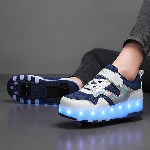 HHSTS Kids Shoes with Wheels LED Light Color Shoes Shiny Roller Skates Skate Shoes Simple Kids Gifts Boys Girls The Best Gift for Party Birthday Christmas Day in Saudi Arabia