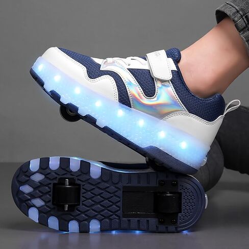 HHSTS Kids Shoes with Wheels LED Light Color Shoes Shiny Roller Skates Skate Shoes Simple Kids Gifts Boys Girls The Best Gift for Party Birthday Christmas Day in Saudi Arabia