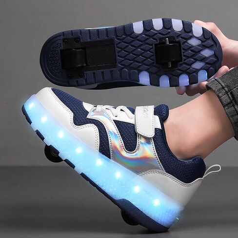HHSTS Kids Shoes with Wheels LED Light Color Shoes Shiny Roller Skates Skate Shoes Simple Kids Gifts Boys Girls The Best Gift for Party Birthday Christmas Day in Saudi Arabia
