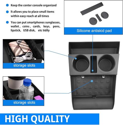 SHAOHAO for 2024 Hyundai Santa Fe Under Console Organizer Tray, for 2024 Hyundai Santa Fe SE, SEL, XRT, Limited, Calligraphy Lower Organizer Insert Storage Box Easy Removal Santa Fe 2024 Accessories in Saudi Arabia
