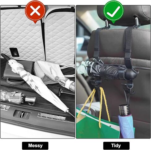 4 عبوات من خطافات مسند الرأس لمقعد السيارة قابلة للتعديل، منظم خطافات حامل مسند الرأس لتخزين السيارة العالمي، ملحقات داخلية متينة لشماعة المقعد الخلفي للمظلة وحقيبة اليد والمحفظة والمعطف in Kuwait