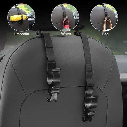 4 عبوات من خطافات مسند الرأس لمقعد السيارة قابلة للتعديل، منظم خطافات حامل مسند الرأس لتخزين السيارة العالمي، ملحقات داخلية متينة لشماعة المقعد الخلفي للمظلة وحقيبة اليد والمحفظة والمعطف in Kuwait