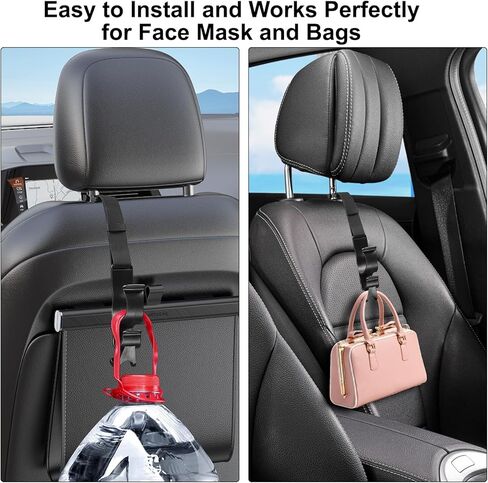 4 عبوات من خطافات مسند الرأس لمقعد السيارة قابلة للتعديل، منظم خطافات حامل مسند الرأس لتخزين السيارة العالمي، ملحقات داخلية متينة لشماعة المقعد الخلفي للمظلة وحقيبة اليد والمحفظة والمعطف in Kuwait