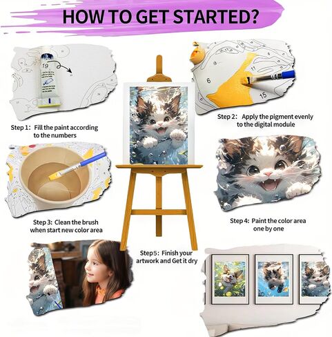 SCYNICCC Paint by Numbers for Adults, 4 Pack Easy Paint by Numbers, 12x16 Inch DIY Oil Painting Kits for Gift&Home Decor(Cute Dogs & Cats) in Saudi Arabia