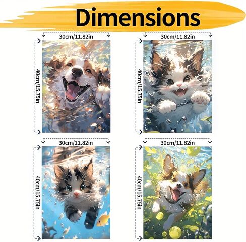 SCYNICCC Paint by Numbers for Adults, 4 Pack Easy Paint by Numbers, 12x16 Inch DIY Oil Painting Kits for Gift&Home Decor(Cute Dogs & Cats) in Saudi Arabia