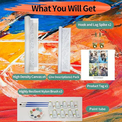 SCYNICCC Paint by Numbers for Adults, 4 Pack Easy Paint by Numbers, 12x16 Inch DIY Oil Painting Kits for Gift&Home Decor(Cute Dogs & Cats) in Saudi Arabia