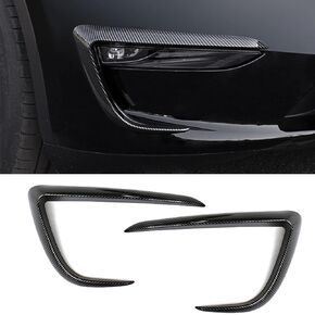 Front Fog Light Trim Cover for Tesla Model Y Eyebrow Spoiler Accessories Fog Lamp Frame Blade Trim Compatible with 2019 2020 2021 2022 Model Y (ABS Glossy Carbon Fiber)