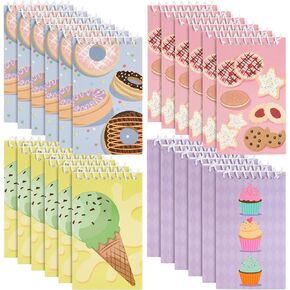 BLUE PANDA 24 Pack Spiral Notepads 3x5 inches - Baking Party Favors for Kids - Mini Notebooks with Donut Cupcake Ice Cream Designs