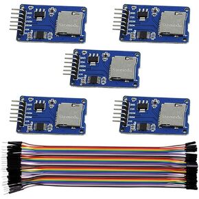 5PCS Micro SD Card Reader Module Memory Storage Mini TF Card Adapter SPI Interface Breakout Board for Arduino for Raspberry Pi with 40P Dupont Cable