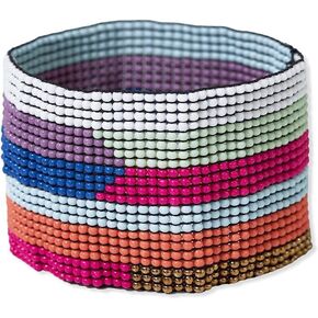 INK + ALLOY Women's Penelope Wide Stretch Beaded Cuff Bracelet Handmade Jewelry for the Modern Bohemian