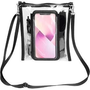 OMOUBOI Clear Bag for Stadium Events Clear Purses Crossbody Bag for Women Stadium Approved 12x6x12 Clear Bagsfor Concert, Festivals, Sporting Events (767 Black)