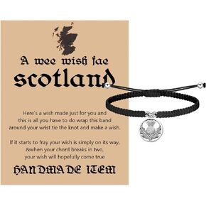 MAOFAED Wee Wish Fae Scotland Wish Bracelet Scottish Brogue Gift Thistle Jewelry Scottish Jewellery