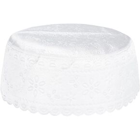 Tnfeeon Muslim Prayer Kufi Hat, Islamic Worship Prayer Headware Printing Embroidery Kofia Topi Cap Polyester Cotton Hat