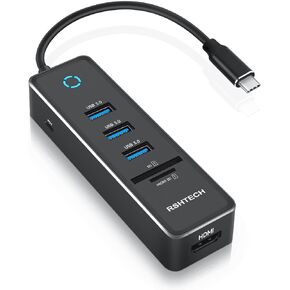 USB C Hub, RSHTECH USB C Dongle Adapter with 4K HDMI, 3 USB 3.0 Data Port, 100W Power Delivery, SD/TF Card Reader, Aluminum USB-C/Thunderbolt 3 Hub Dock for PC and Laptop, RSH-T16