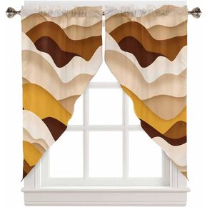 Swag Curtains Gradient White Green Ocean Wave Modern Artistic Simple Rod Pocket Window Topper Curtains Valances for Kitchen Bedroom Living Room 2 Panel, 28""x36"", Coastalsan63993