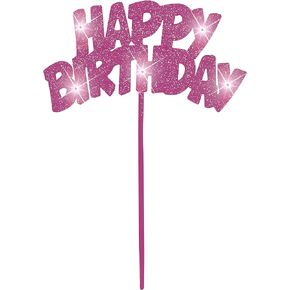 Pink Happy Birthday LED Flashing Pick - 10.25", 1 Piece - Perfect for Birthday Celebrations