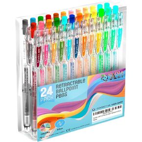 Retractable Gel Pens - Colored Pens for Adult Coloring - Cute Pen Set 24 Colors - Colored Gel Pens Art and School Supplies