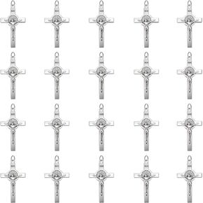 50Pcs Metal Religion Saint Benedict Medal Cross Charm Rosary Centre INRI Crucifix Pendants Beads for DIY Bracelet Necklace Jewelry Making Supplies