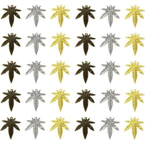 Honbay 60PCS Alloy Maple Leaves Charms Pendant Marijuana Leaf Dangle Charms for Earring Necklace Bracelet Keychain Jewelry Craft Making (3 Color)