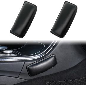 2 Pack Universal Auto Center Console Elbow Leg Knee Pad, Automotive Interior Accessories, Soft Leather Auto Armrest Foot Knee Leggings Cover Thigh Support Comfort Elastic Pillows (Black)