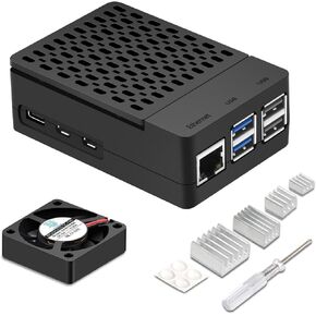 Raspberry Pi 5 Case, Case for Raspberry Pi 5 Pi 5 Fan ABS Case with 4-Pin PWM 4010 Fan, Heatsink, Simple Removable Top Cover for Raspberry Pi 5 (40mm Fan, Black)