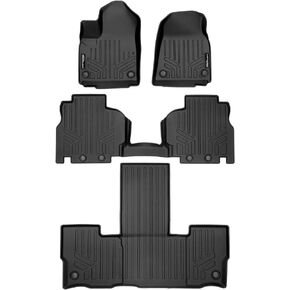 SMARTLINER All Weather Custom Fit Black 3 Row Floor Mat Liner Set Compatible with 2022-2023 Jeep Wagoneer/Grand Wagoneer (7 Passenger Model)