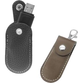 2pcs Flash Drive Case USB Storage Case USB Flash Drive PU Leather Case USB Protective Case Two Different Sizes to Hold Different USB Memory Sticks