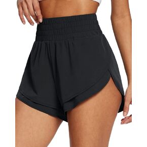 BALEAF Women's Workout Running Shorts 2 in 1 Spandex High Waisted 3" Athletic Shorts with Liner Pockets
