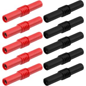10Pcs Insulated 4mm Banana Plug Coupler Female to Female Banana Socket Jack for 4mm Banana Extension Multimeter Speaker Test Leads Electrical Connections Testing