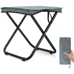 13" Folding Camping Stool, Lightweight Foldable Stool for Adults Heavy Duty Support 350lbs, Portable Seat Foot Rest for Outdoor Travel Fishing Hiking Camping