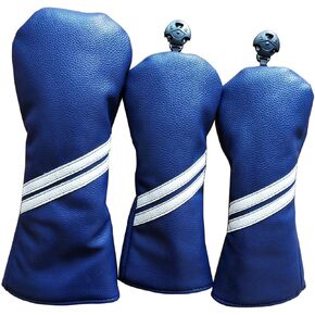3pcs Navy Blue Golf Wood Club Headcovers 135 for Driver Fairway Wood Golf Head Covers Set