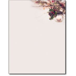 Glowing Lantern Christmas Holiday Letterhead Paper - 80 Sheets