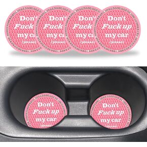 Car Coasters for Cup Holders, 4pcs Universal Non-Slip Bling Cup Holder Coaster, PVC Car Cup Holder Coaster, Funny Trick Decorative Gift, Crystal Car Accessories Interior (Light Pink)