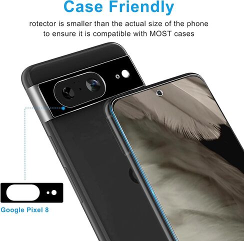 3 قطع واقي شاشة لهاتف Google Pixel 8 (6.2 بوصة) + 2 واقي عدسة الكاميرا، زجاج مقسى عالي الدقة مضاد للخدش وبصمات الأصابع ولا يوجد فقاعات 9H in Kuwait
