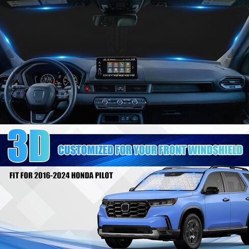 6 Layers Thicken Windshield Sun Shade Compatible with 2016-2024 Honda Pilot Foldable Car Windshield Cover Vehicle Sun Protector for Front Window Reflect UV Sun and Heat in Saudi Arabia