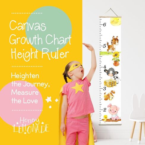 Baby Kids Canvas Hanging Growth Chart Height Ruler Portable 12"x60" Measures from 1'5" to 6'3" Nursery Wall Decor Shower Gift in Saudi Arabia