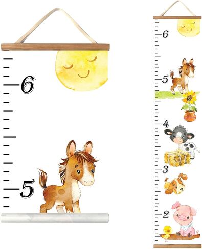 Baby Kids Canvas Hanging Growth Chart Height Ruler Portable 12"x60" Measures from 1'5" to 6'3" Nursery Wall Decor Shower Gift in Saudi Arabia