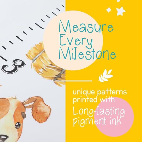 Baby Kids Canvas Hanging Growth Chart Height Ruler Portable 12"x60" Measures from 1'5" to 6'3" Nursery Wall Decor Shower Gift in Saudi Arabia