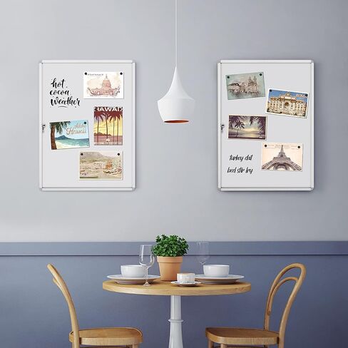 Swansea Enclosed Bulletin Board Magnetic Dry Erase Noticeboard Lockable Display Boards White with Aluminium Frame 26x20inch(4xA4) in Saudi Arabia
