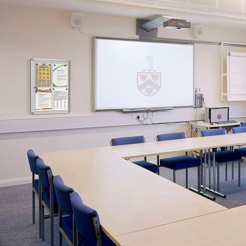 Swansea Enclosed Bulletin Board Magnetic Dry Erase Noticeboard Lockable Display Boards White with Aluminium Frame 26x20inch(4xA4) in Saudi Arabia