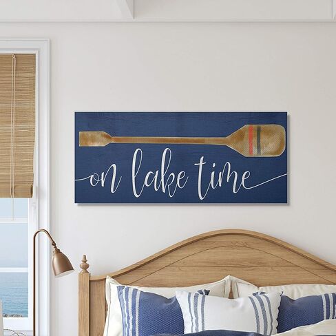 Stupell Industries On Lake Time Phrase Boat Oar over Blue Canvas Wall Art Design by Daphne Polselli in Saudi Arabia
