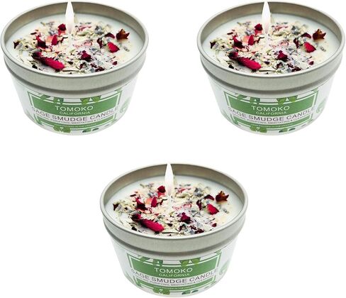 TOMOKO White Sage Scented Candle with Rose, Lavender! Healing, Purifying, Meditating & Cleansing (White Sage, 3 Pack) in Saudi Arabia