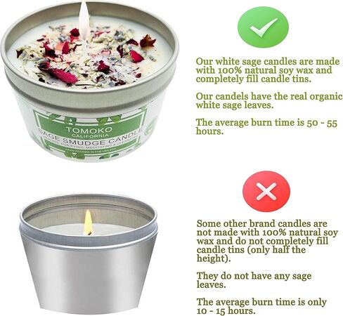 TOMOKO White Sage Scented Candle with Rose, Lavender! Healing, Purifying, Meditating & Cleansing (White Sage, 3 Pack) in Saudi Arabia