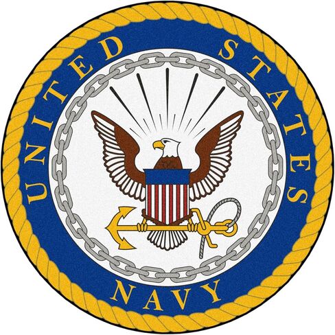 FANMATS 6749 البحرية الأمريكية، 44 بوصة. سجادة مستديرة - شعار "Navy's Crest". in Kuwait