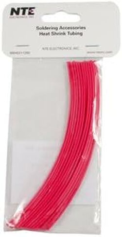 NTE Electronics 47-20106-R أنبوب انكماش حراري، جدار رقيق، نسبة انكماش 2:1، قطر 1/16 بوصة، طول 6 بوصة، أحمر (عبوة من 30 قطعة) in Saudi Arabia