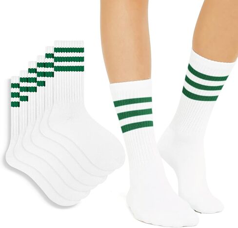 Mid Calf Ribbed Tube Socks 1980s Retro Striped Socks For unisex Casual Cotton Athletic Socks 5PARIS in Kuwait