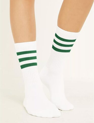 Mid Calf Ribbed Tube Socks 1980s Retro Striped Socks For unisex Casual Cotton Athletic Socks 5PARIS in Kuwait