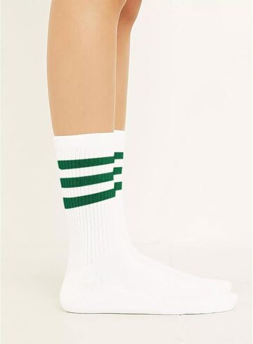 Mid Calf Ribbed Tube Socks 1980s Retro Striped Socks For unisex Casual Cotton Athletic Socks 5PARIS in Kuwait